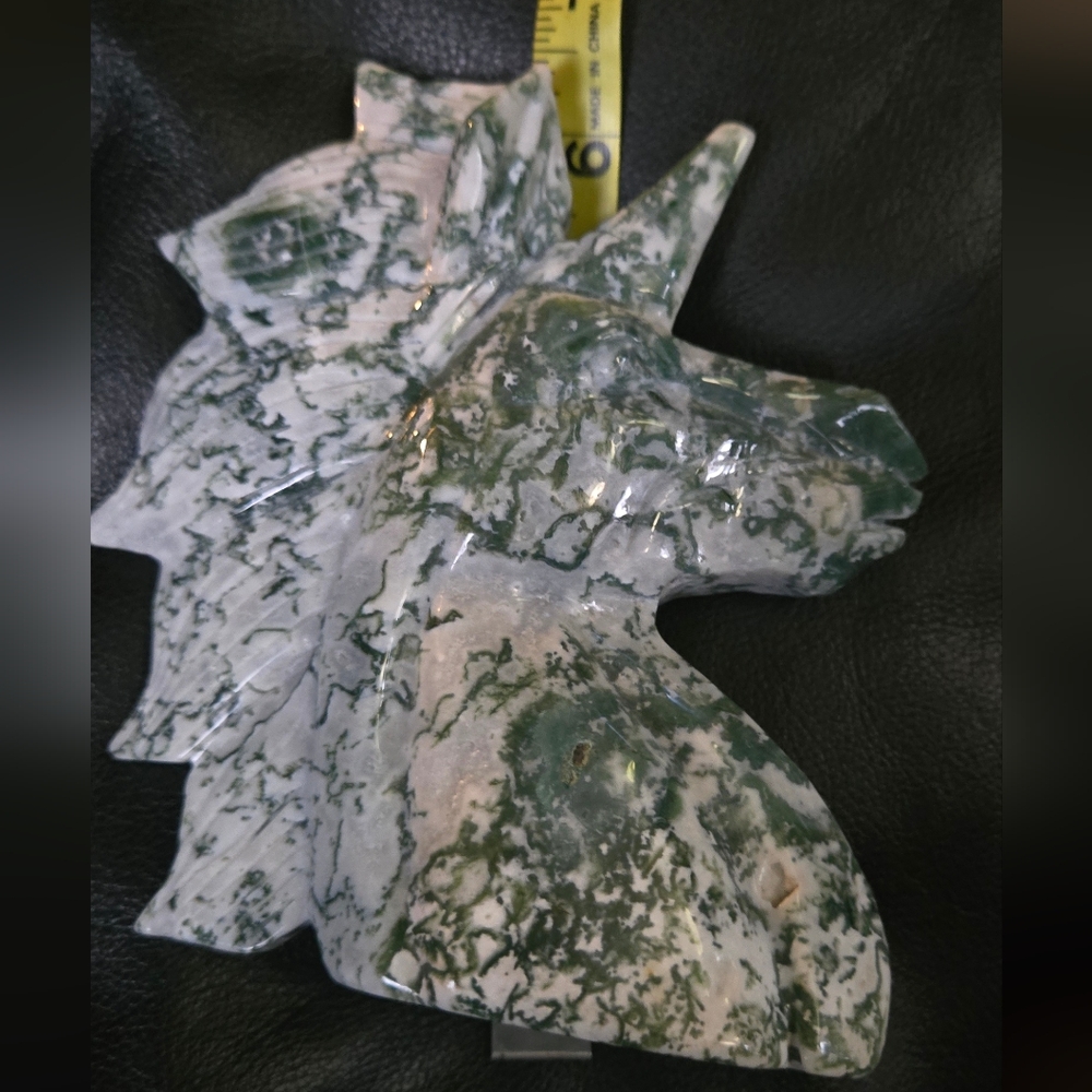 Moss Agate GORGEOUS Unicorn 6.3/4"x5.3/4" - Picture 10 of 14